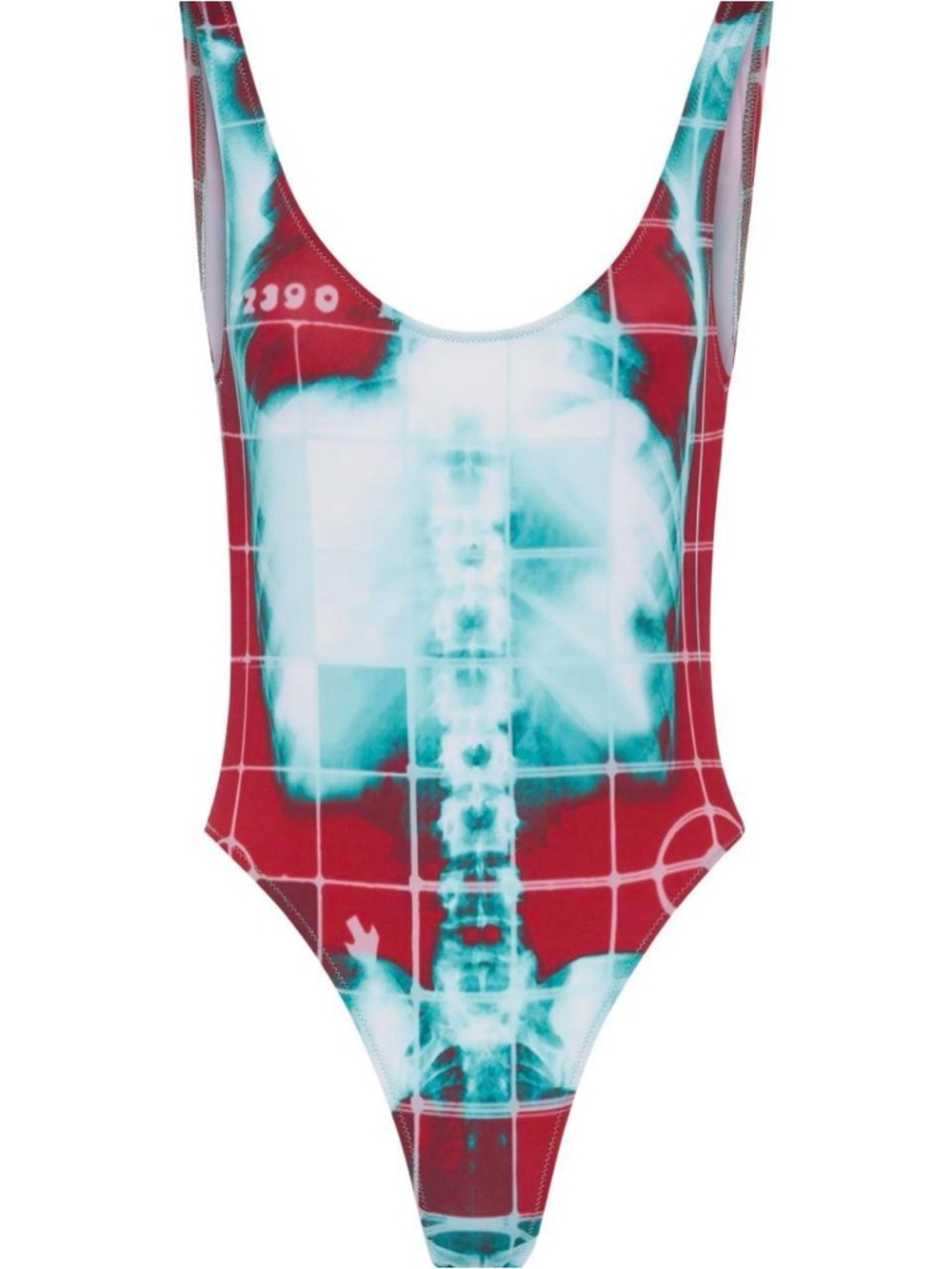 Jean Paul Gaultier Red & Teal X-Ray Print One-Piece Swimsuit SOLD OUT EVERYWHERE